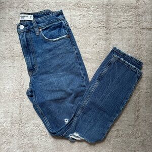 A&F Skinny High Rise Distressed Dark Jean